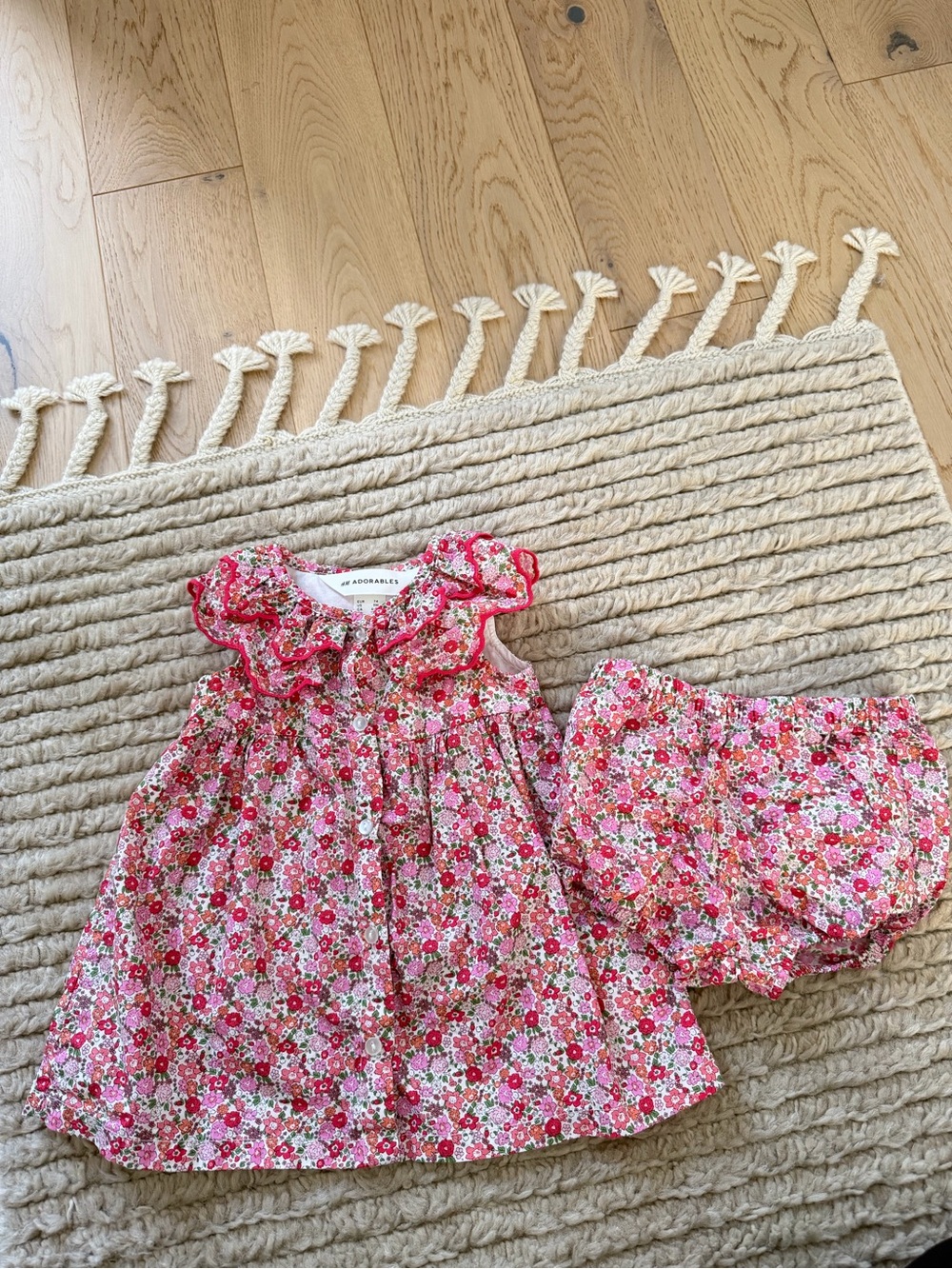 H&M Floral Ruffle Baby Dress and Bloomer Set